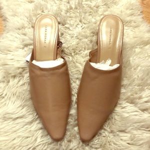 Zara nude leather mid height heeled mules